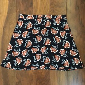 Blue and Orange Floral Mini Skirt